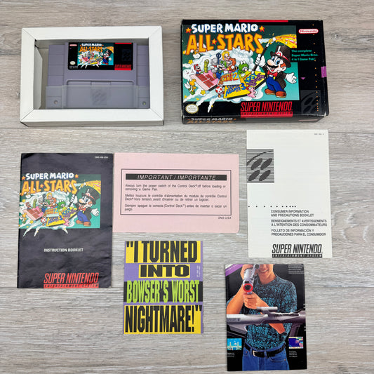 Super Mario All-Stars (SNES) - (Cart + Manual + Box)