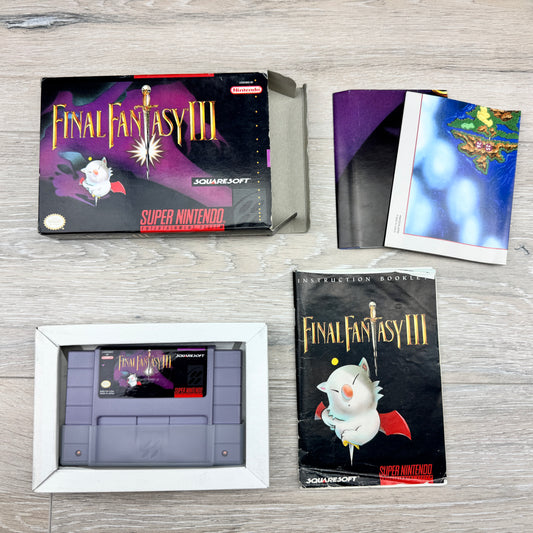 Final Fantasy III (SNES) - (Cart + Box + Manual + Map + Poster)